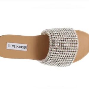 Steve Madden Women's Silver Slide Sandals 10